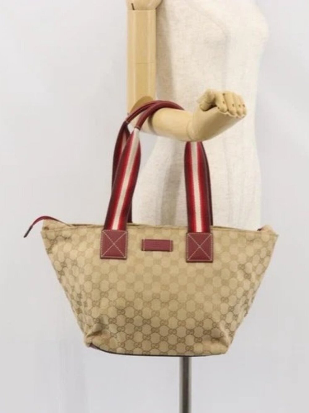 GUCCI GG Canvas Tote Bag Beige 131230 Auth SW2064 - Picture 14 of 16